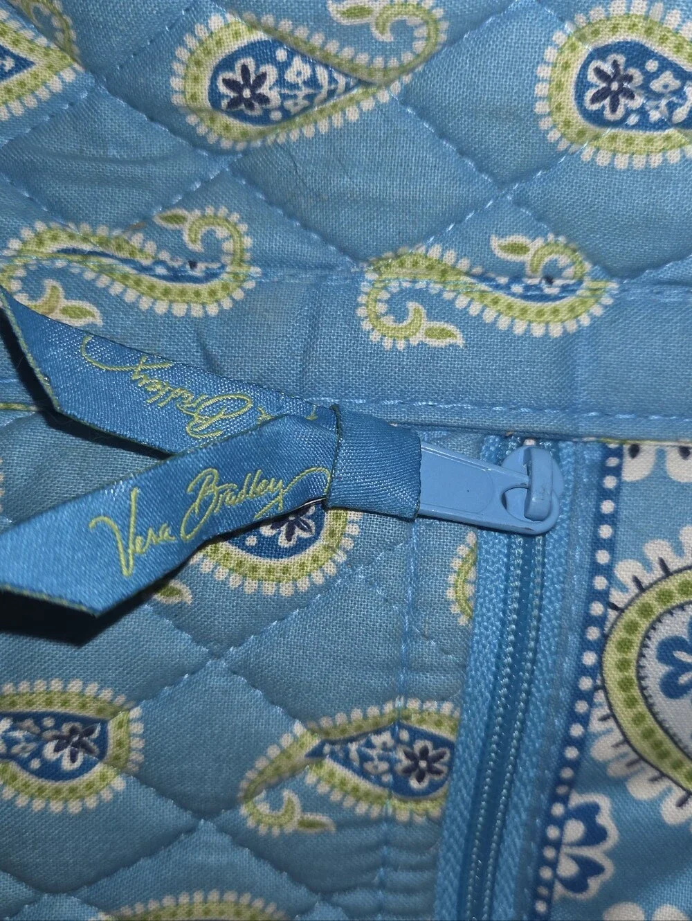 Vera Bradley Quilted Laptop Messenger Bag Blue Paisley Travel Work Tote